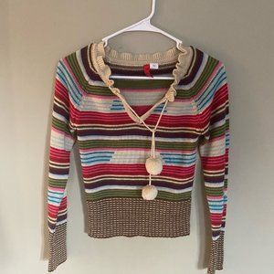 Divided Brand Striped Sweater with Pom Poms